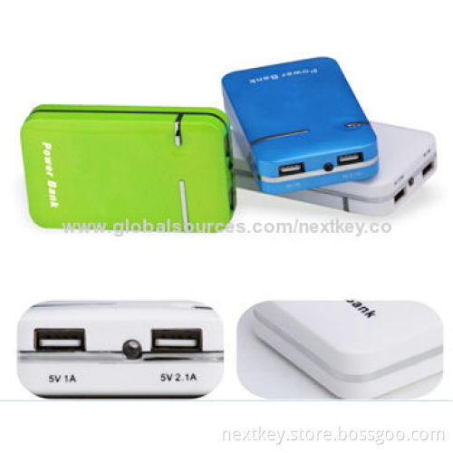 7,800mAh Blue Large Capacity External Portable Power Banks for Mobiles, MP3/4/5 Players, 5V/1/2A
